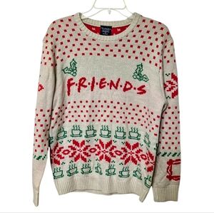 FRIENDS TV Show Beige and Green Patterned Christmas Holiday Ugly Sweater Unisex